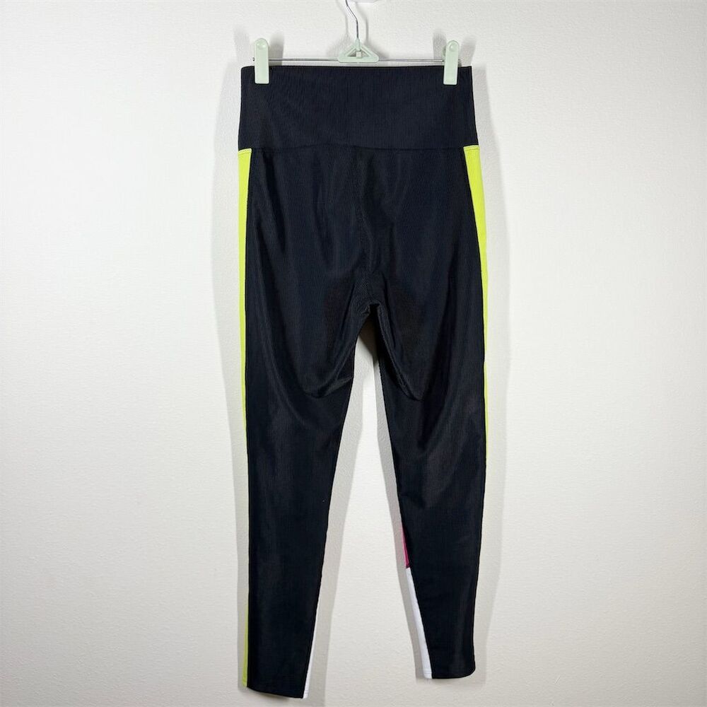 Beach Riot Bailey Colorblock Leggings Size L Black Multi Neon‎ Ribbed High Rise - Picture 4 of 10